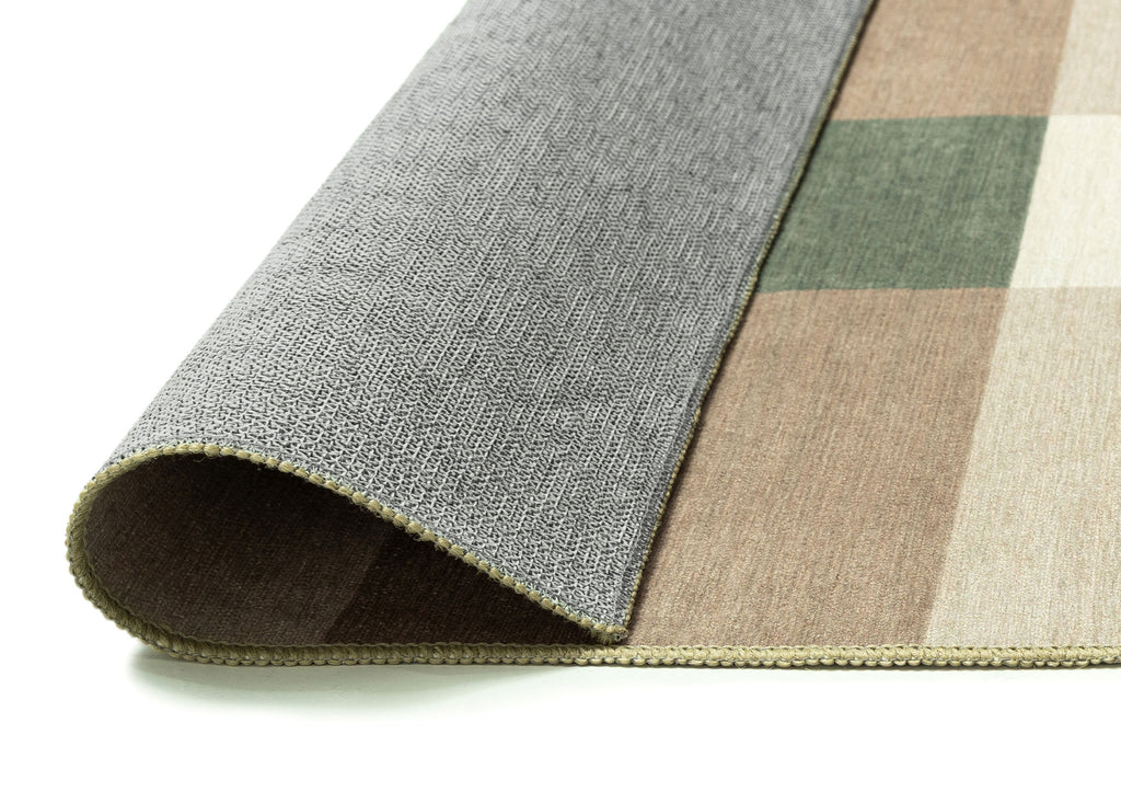 Forio Beige Ivory and Olive Green Checkered Indoor Outdoor Rug