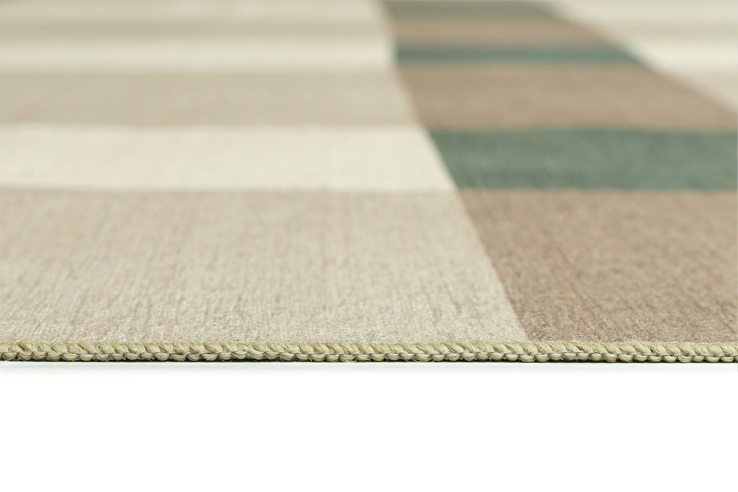 Forio Beige Ivory and Olive Green Checkered Indoor Outdoor Rug