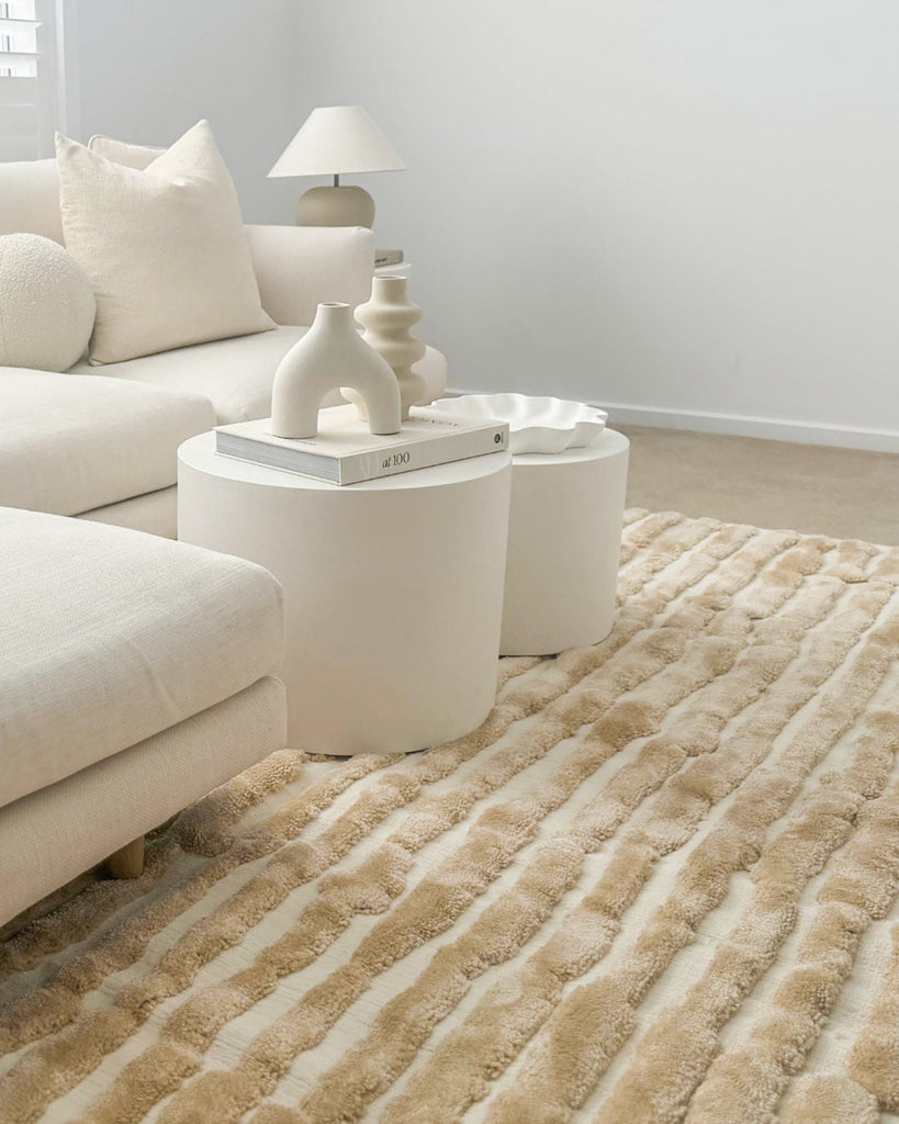 Fritzie Champagne Abstract Striped Rug