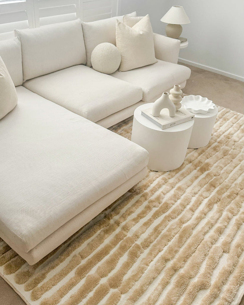 Fritzie Champagne Abstract Striped Rug