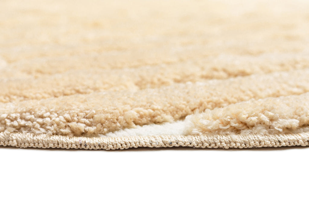 Fritzie Champagne Abstract Striped Round Rug