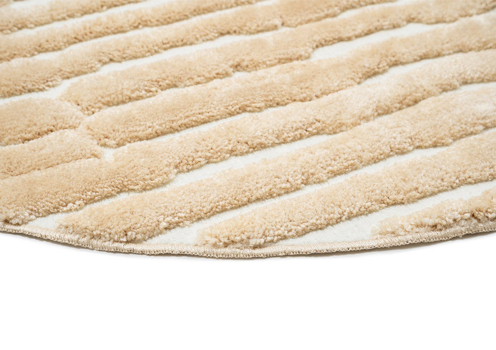 Fritzie Champagne Abstract Striped Round Rug