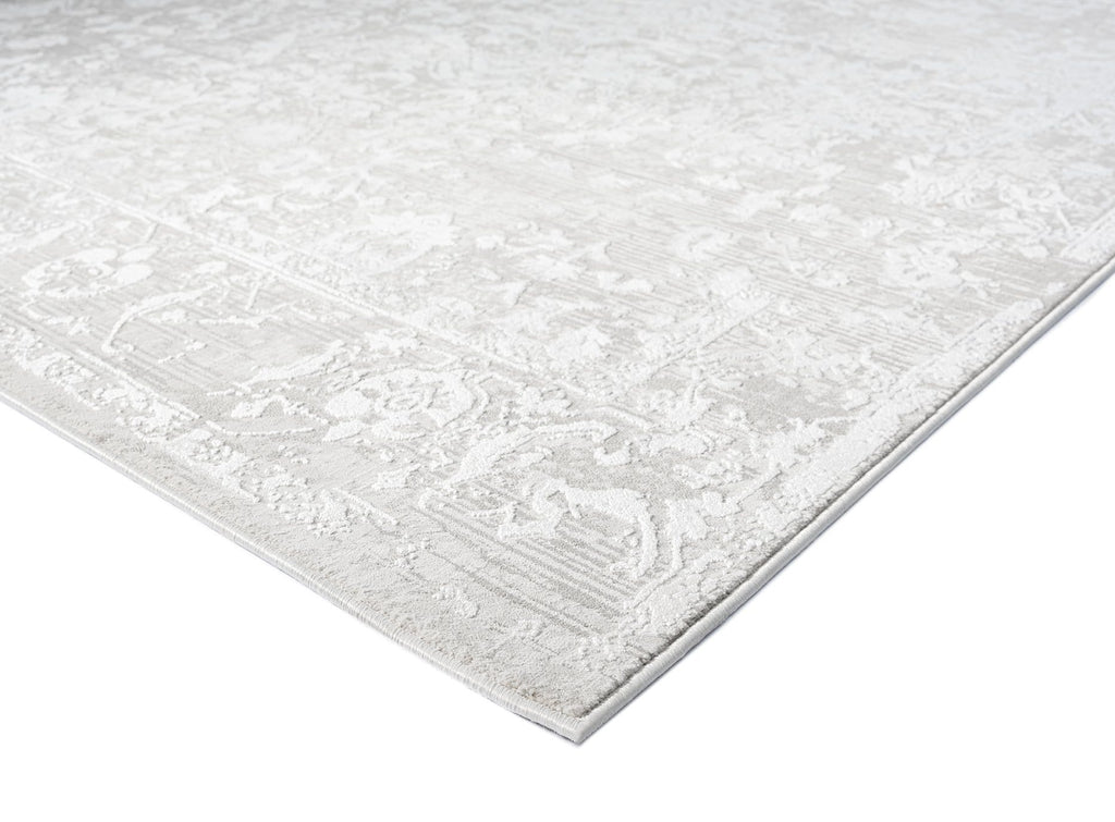 Gabriella Grey and Ivory Distressed Floral Rug