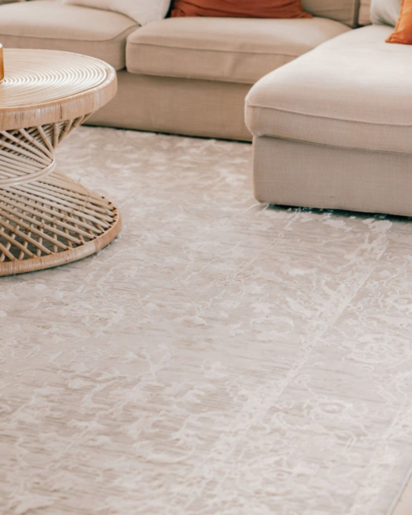 Gabriella Grey and Ivory Distressed Floral Rug