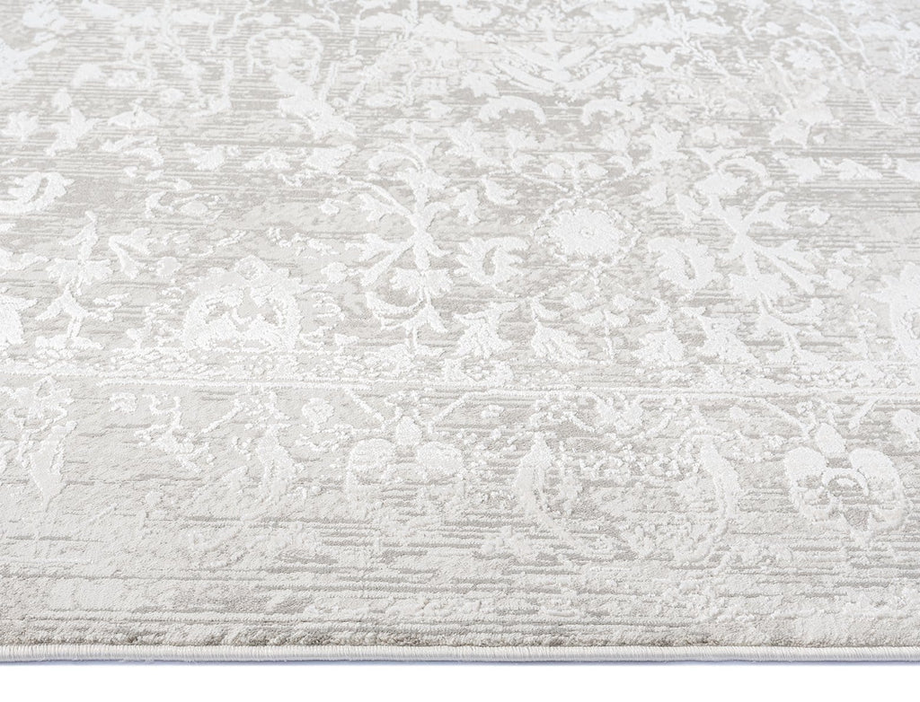 Gabriella Grey and Ivory Distressed Floral Rug