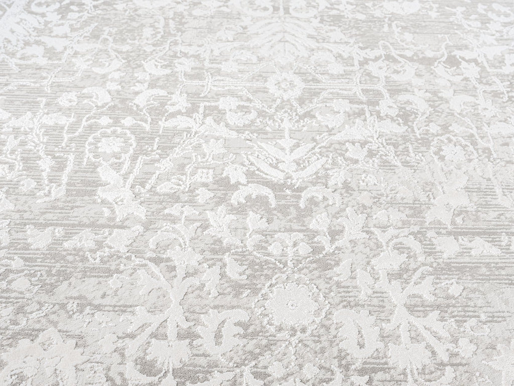 Gabriella Grey and Ivory Distressed Floral Rug