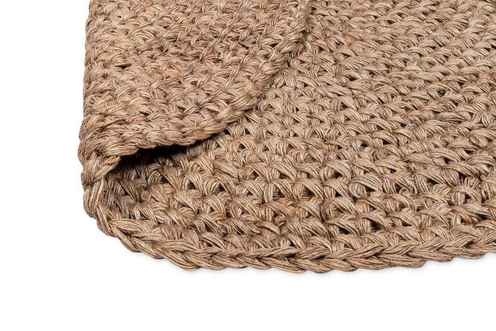 Georgia Natural Brown Crochet Round Jute Rug