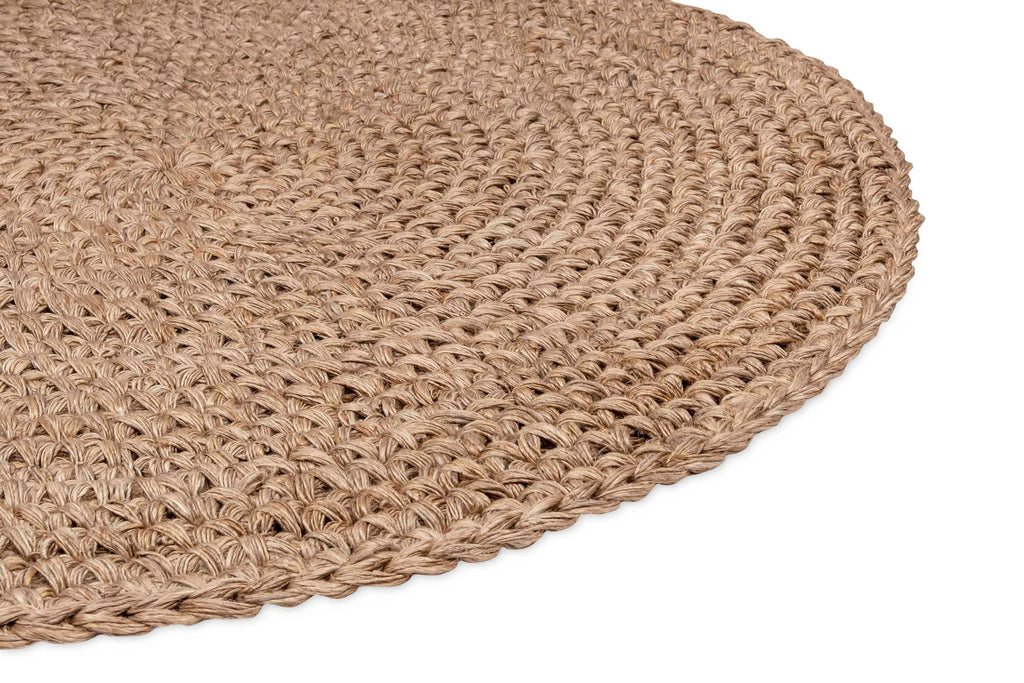Georgia Natural Brown Crochet Round Jute Rug