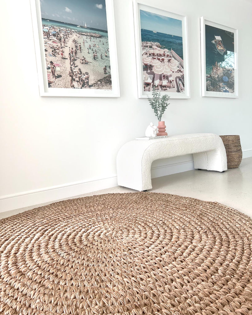 Georgia Natural Brown Crochet Round Jute Rug