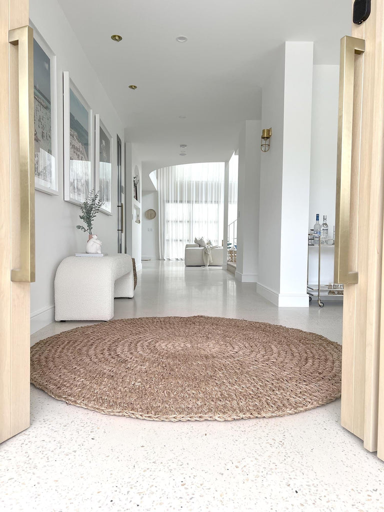 Georgia Natural Brown Crochet Round Jute Rug
