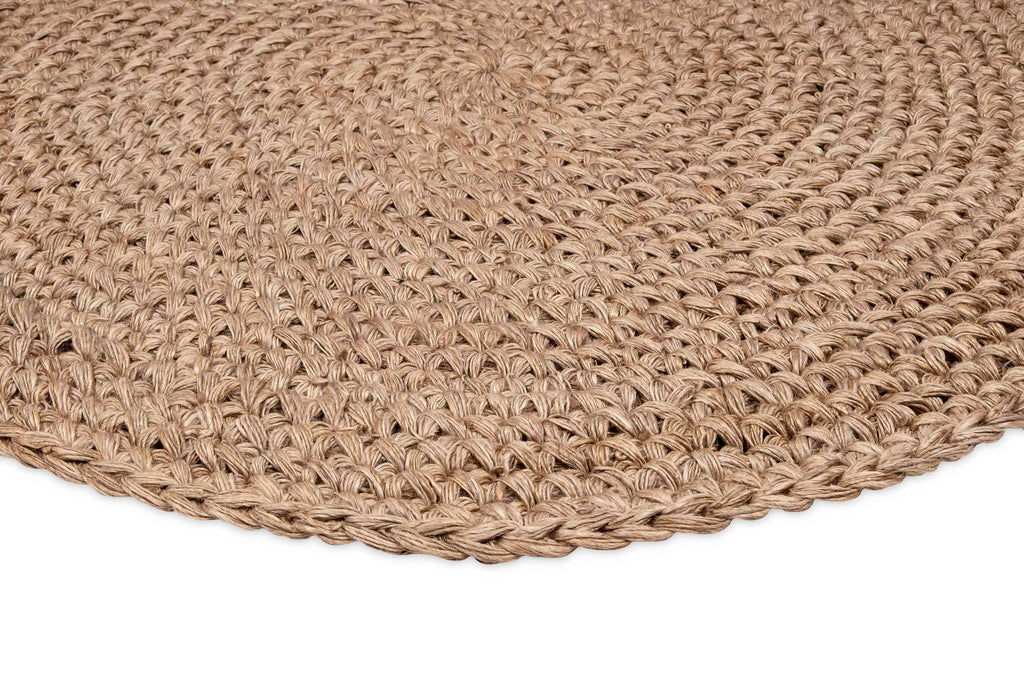 Georgia Natural Brown Crochet Round Jute Rug