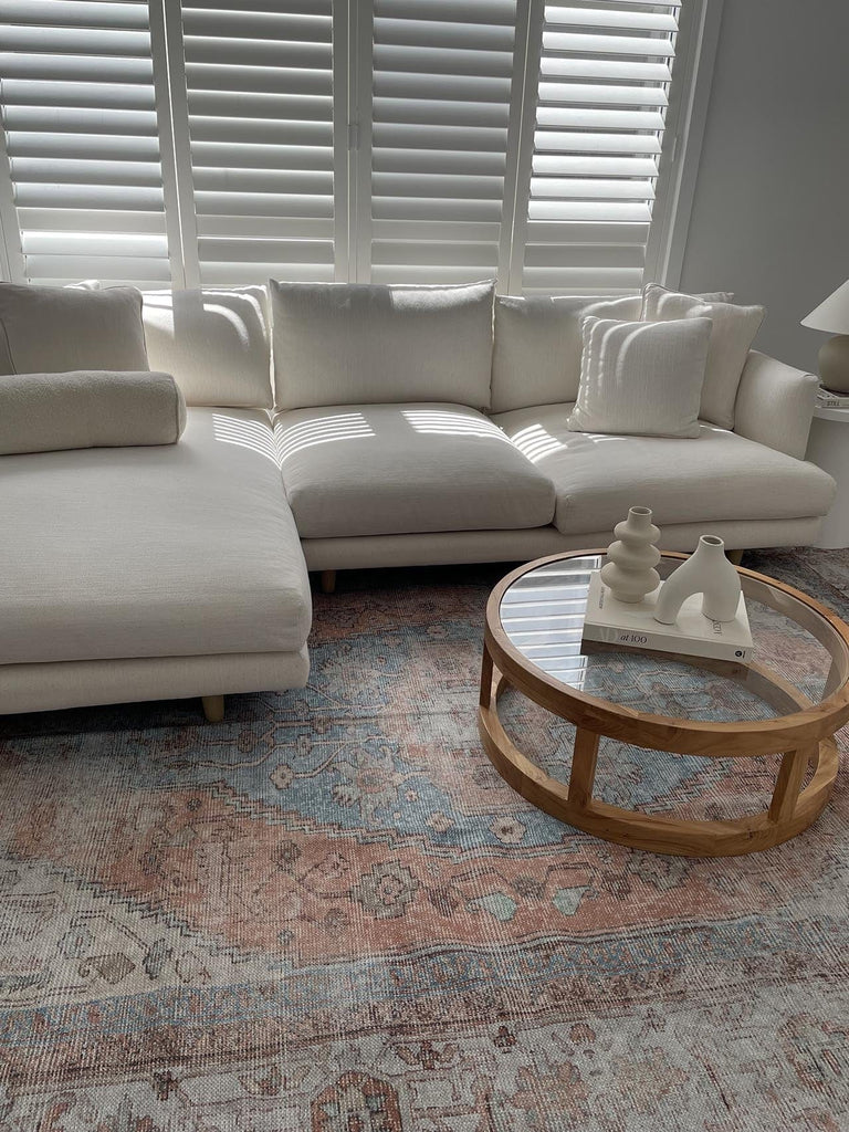 Halima Orange and Blue Traditional Distressed Washable Rug