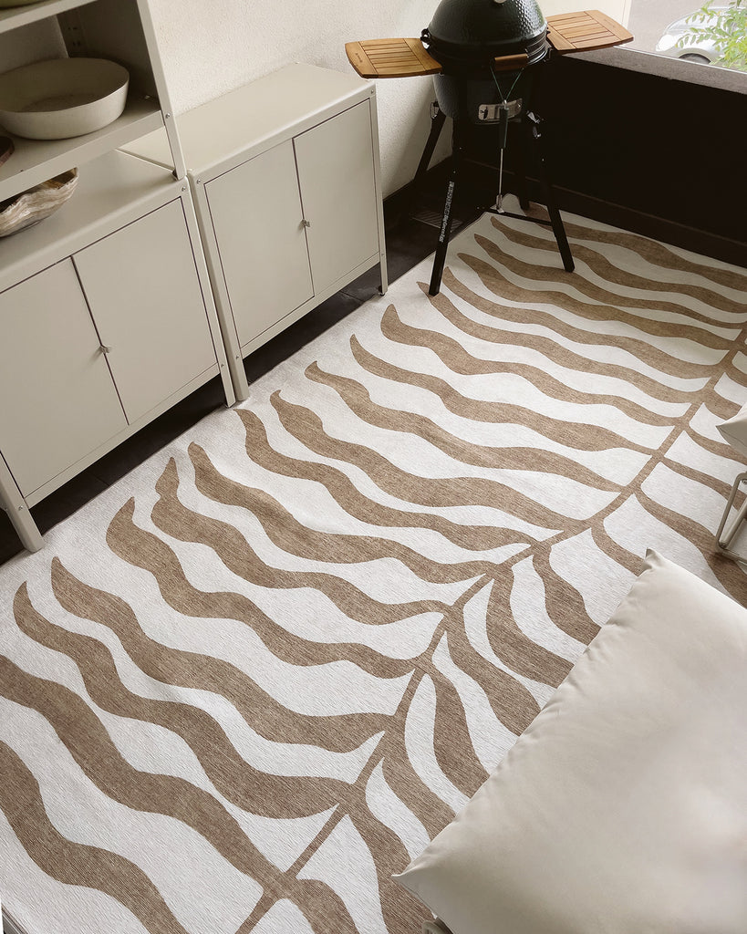 Hanako Beige Cream Indoor Outdoor Washable Rug