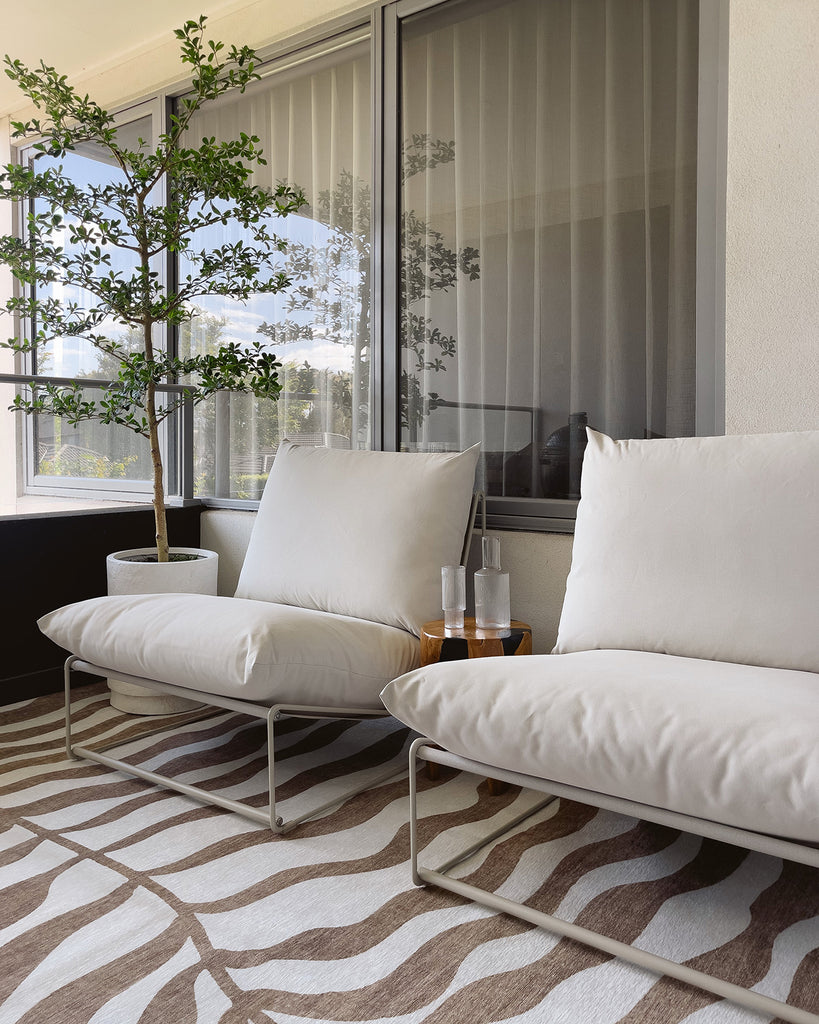 Hanako Beige Cream Indoor Outdoor Washable Rug