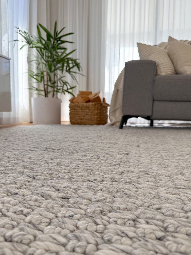 Heather Grey Chunky Wool Rug