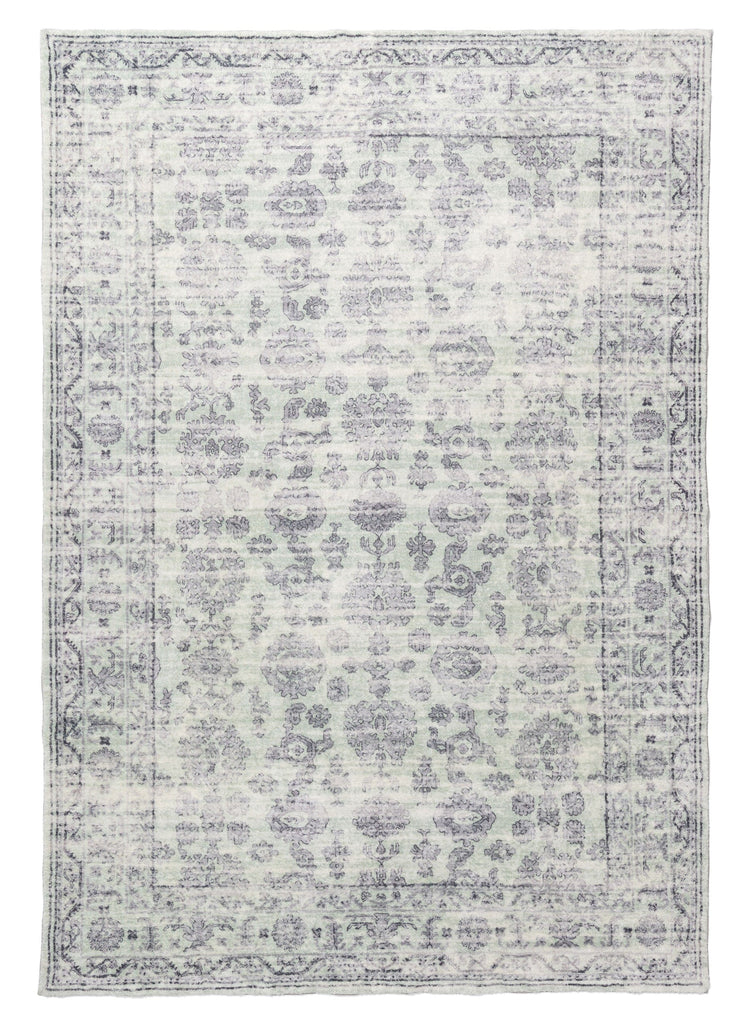 Heidi Green and Grey Distressed Washable Rug
