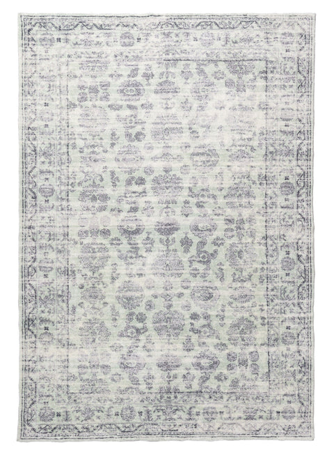 Heidi Green and Grey Distressed Washable Rug