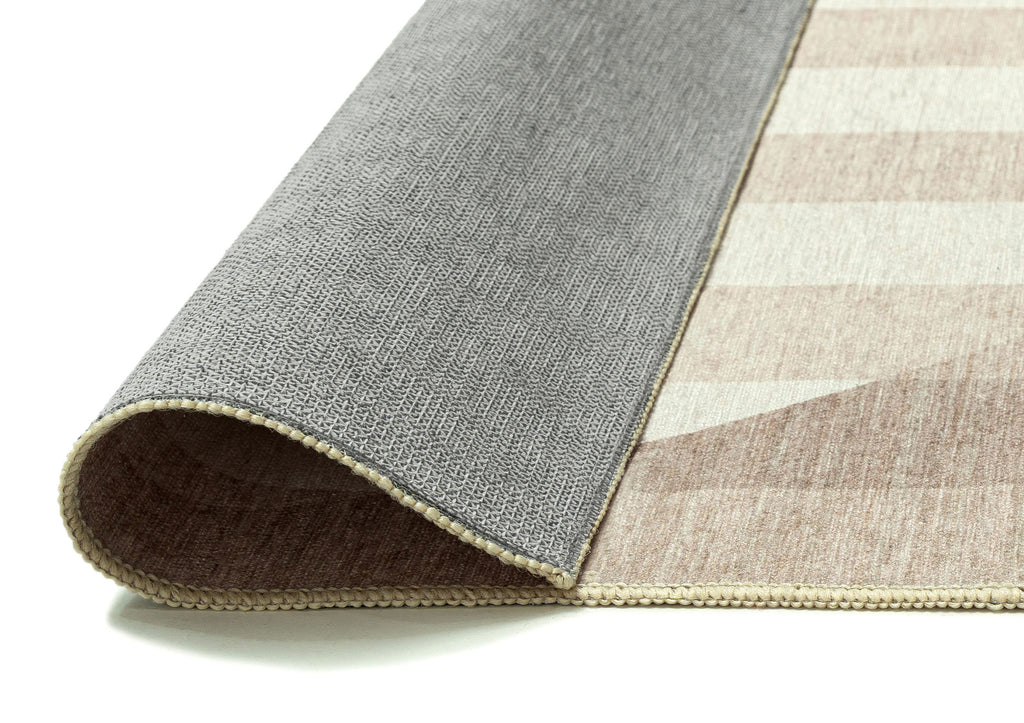 Icarus Soft Sand and Warm Taupe Abstract Circle Indoor Outdoor Rug