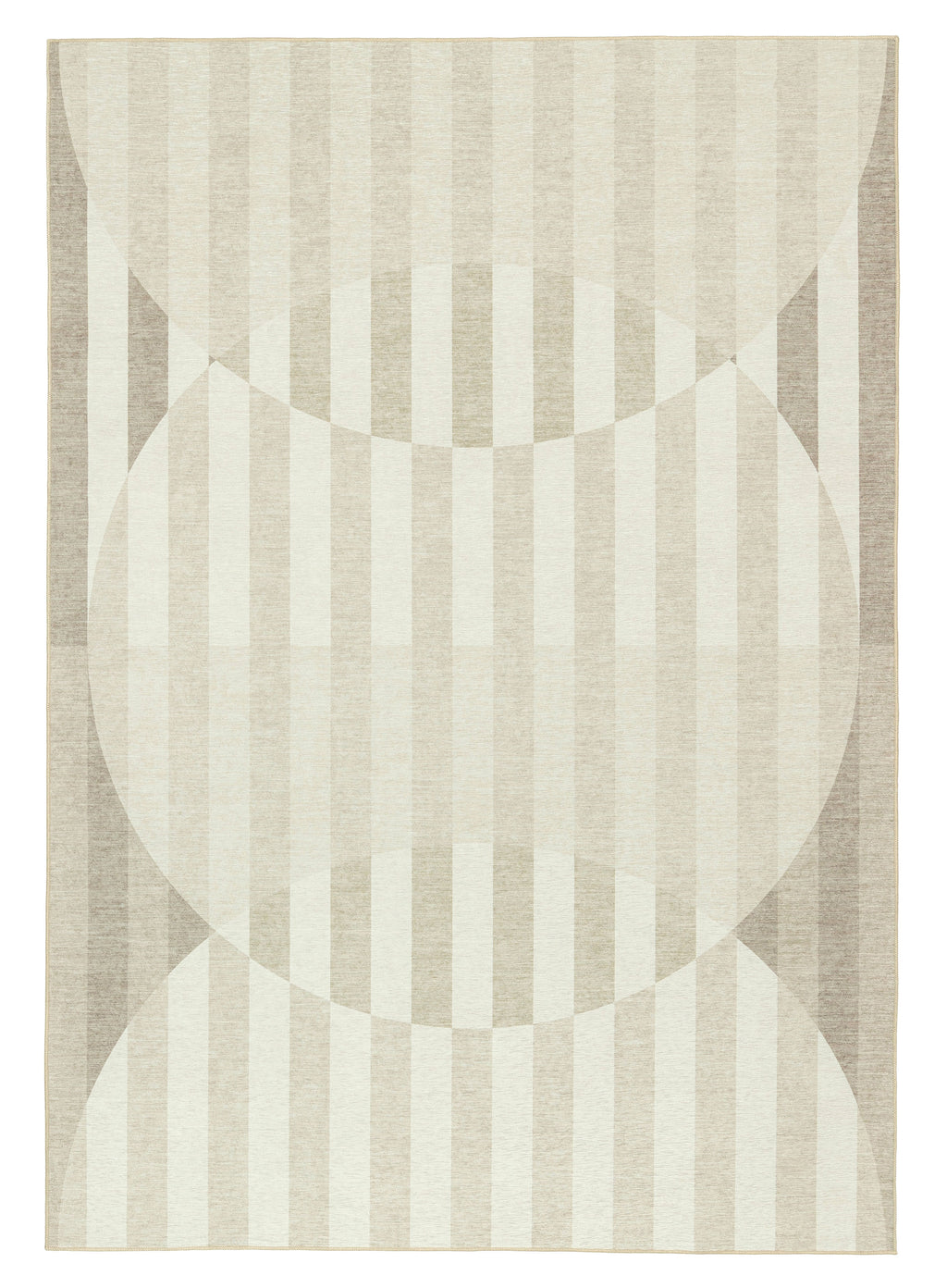 Icarus Soft Sand and Warm Taupe Abstract Circle Indoor Outdoor Rug
