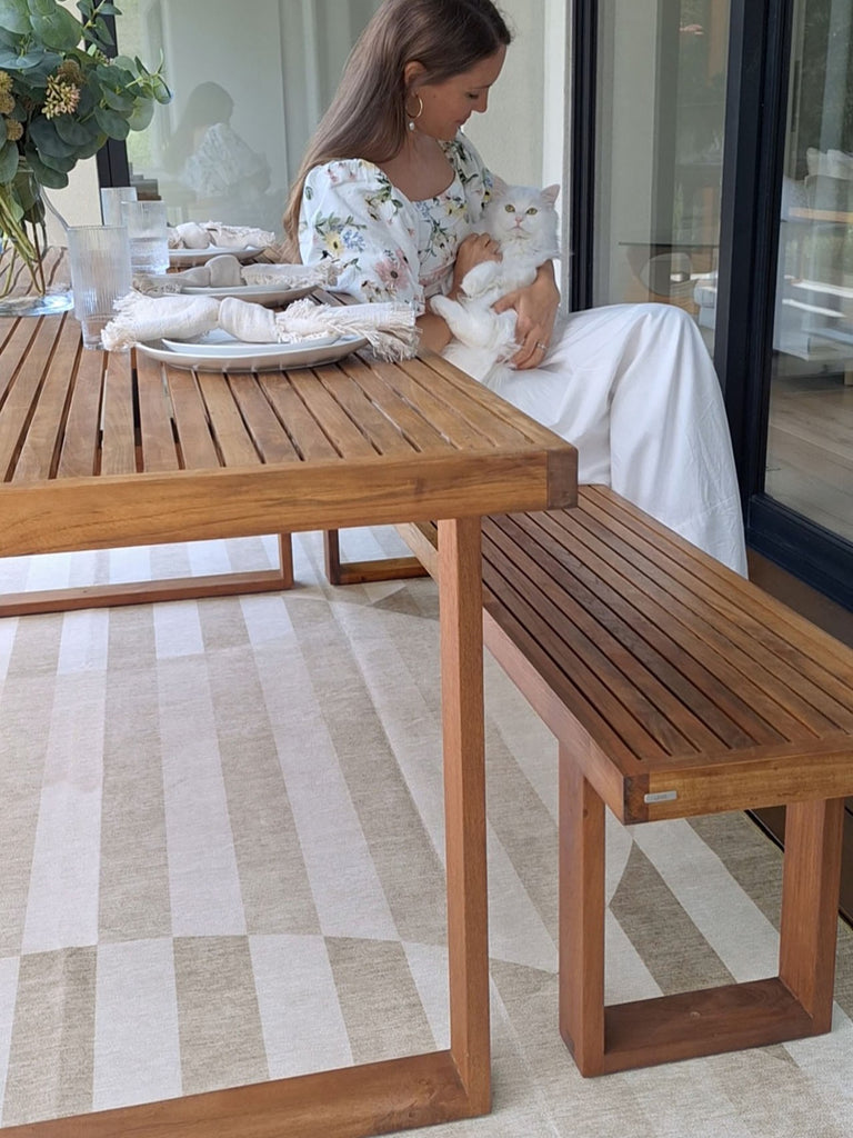 Icarus Soft Sand and Warm Taupe Abstract Circle Indoor Outdoor Rug