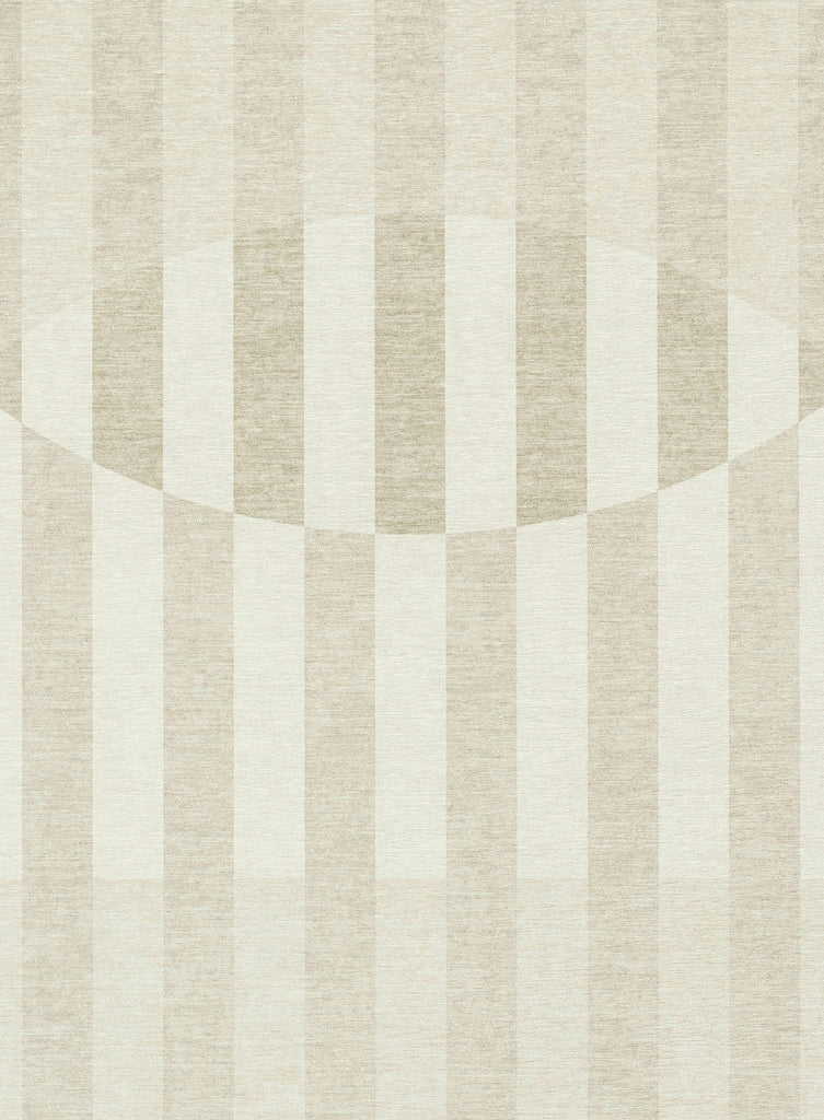 Icarus Soft Sand and Warm Taupe Abstract Circle Indoor Outdoor Rug