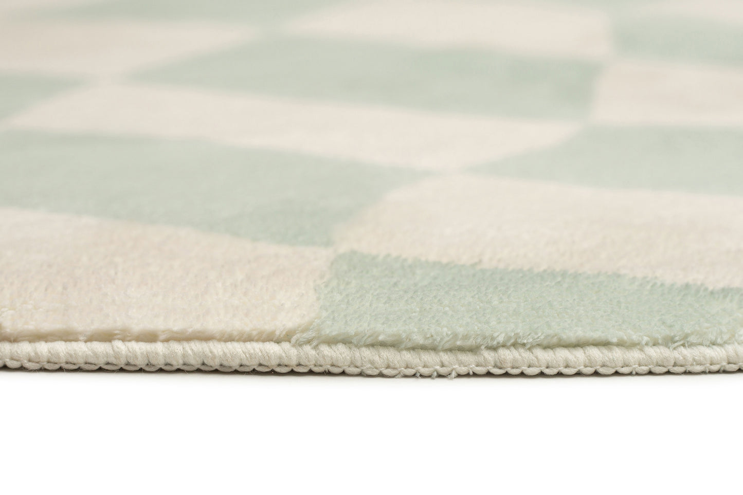 Ilenna Green and Ivory Checkered Washable Round Rug