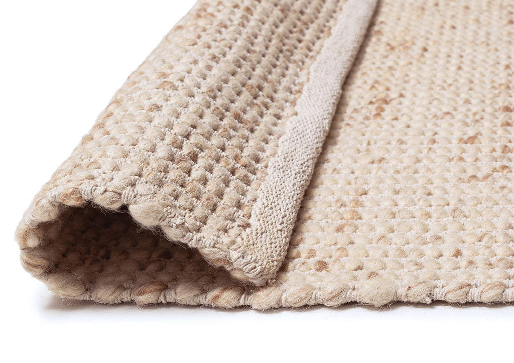 Indya Marbled Cream and Beige Chunky Wool Rug