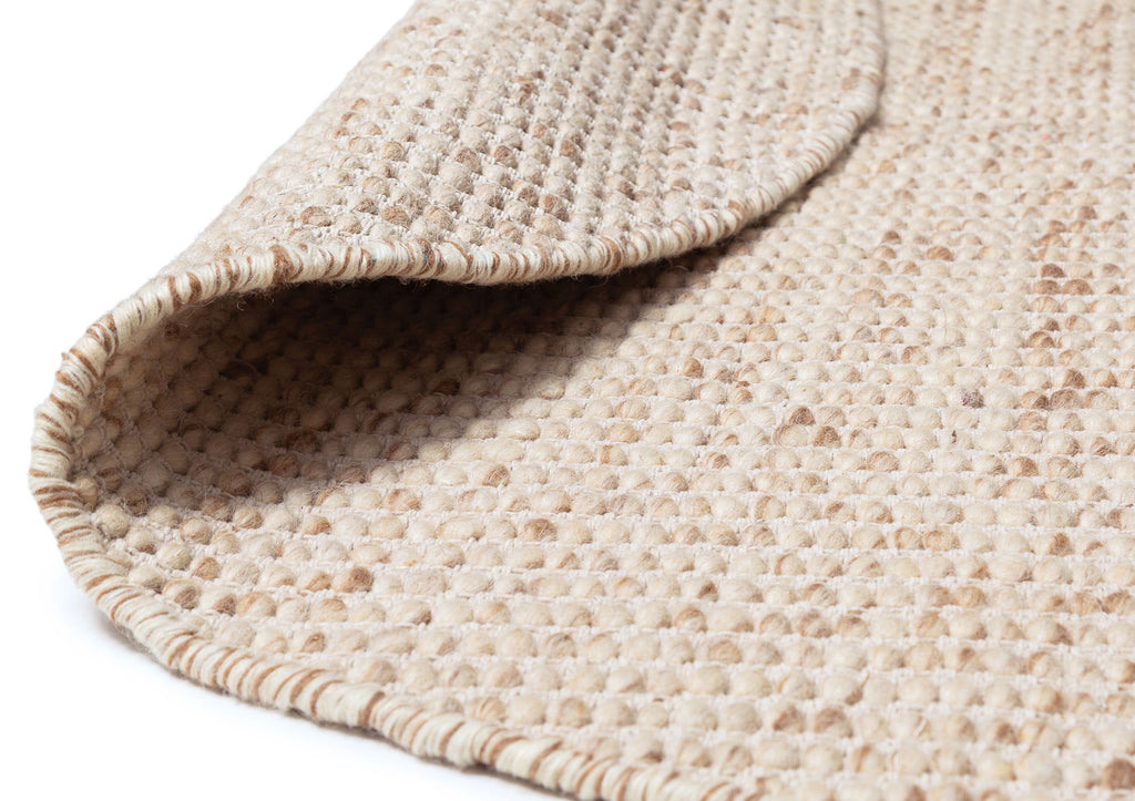 Indya Marbled Cream and Beige Chunky Wool Round Rug