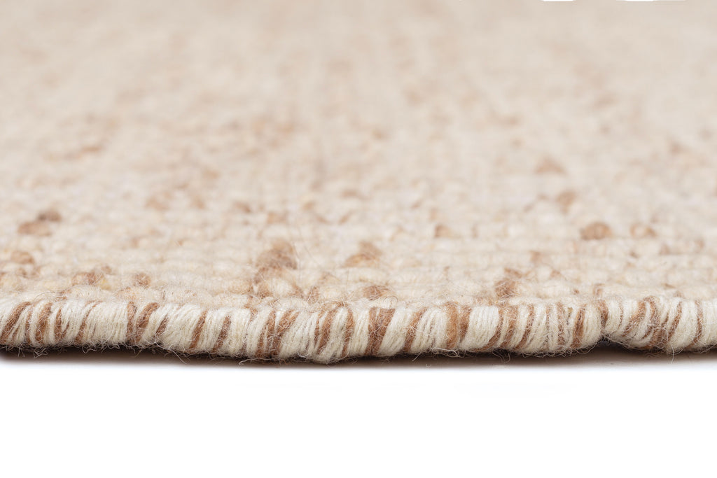 Indya Marbled Cream and Beige Chunky Wool Round Rug