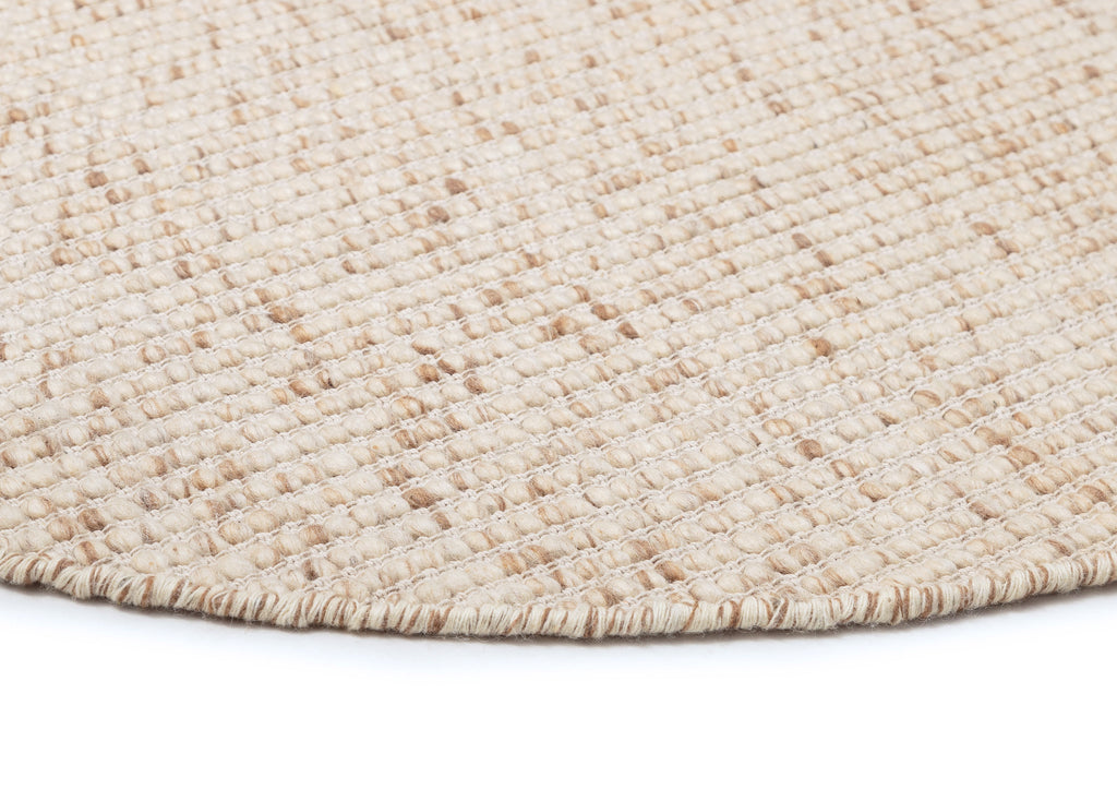 Indya Marbled Cream and Beige Chunky Wool Round Rug