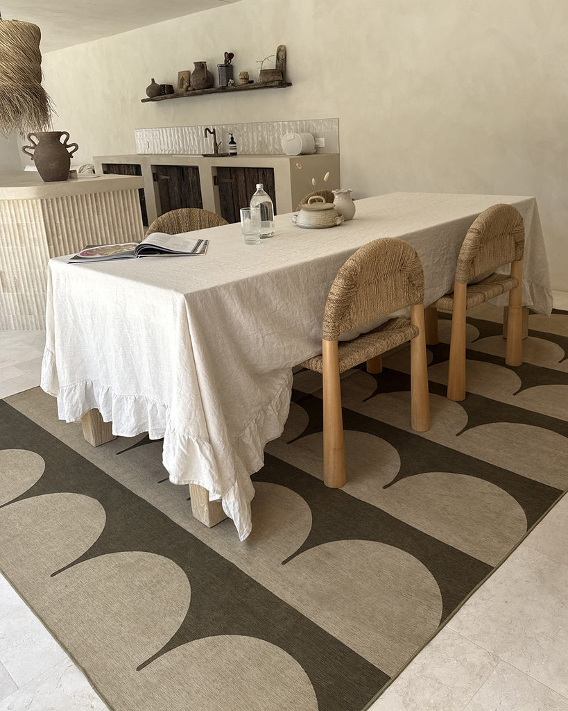 Inez Forest and Sage Arch Stripe Indoor Outdoor Rug