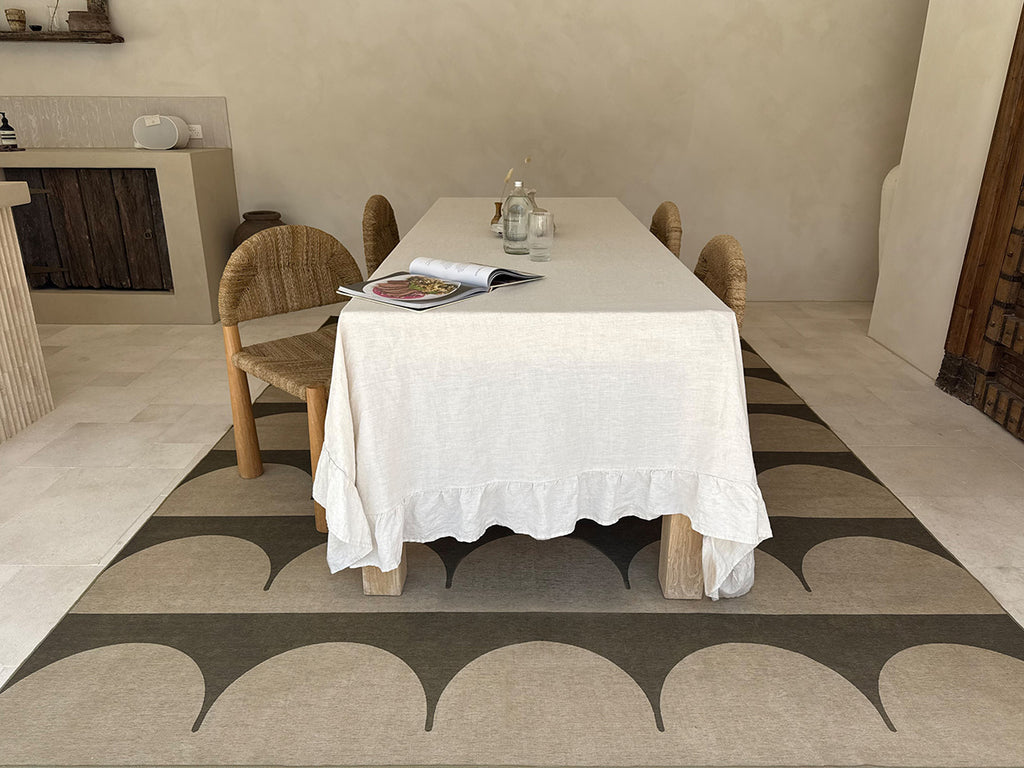 Inez Forest and Sage Arch Stripe Indoor Outdoor Rug