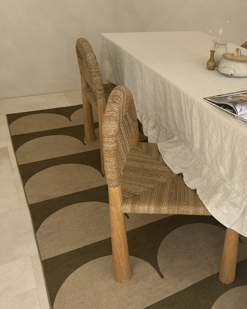 Inez Forest and Sage Arch Stripe Indoor Outdoor Rug