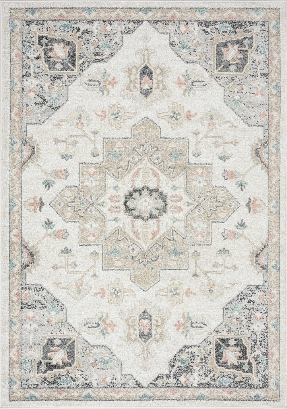 Ingrid Cream Blue And Pink Traditional Floral Rug *NO RETURNS UNLESS FAULTY