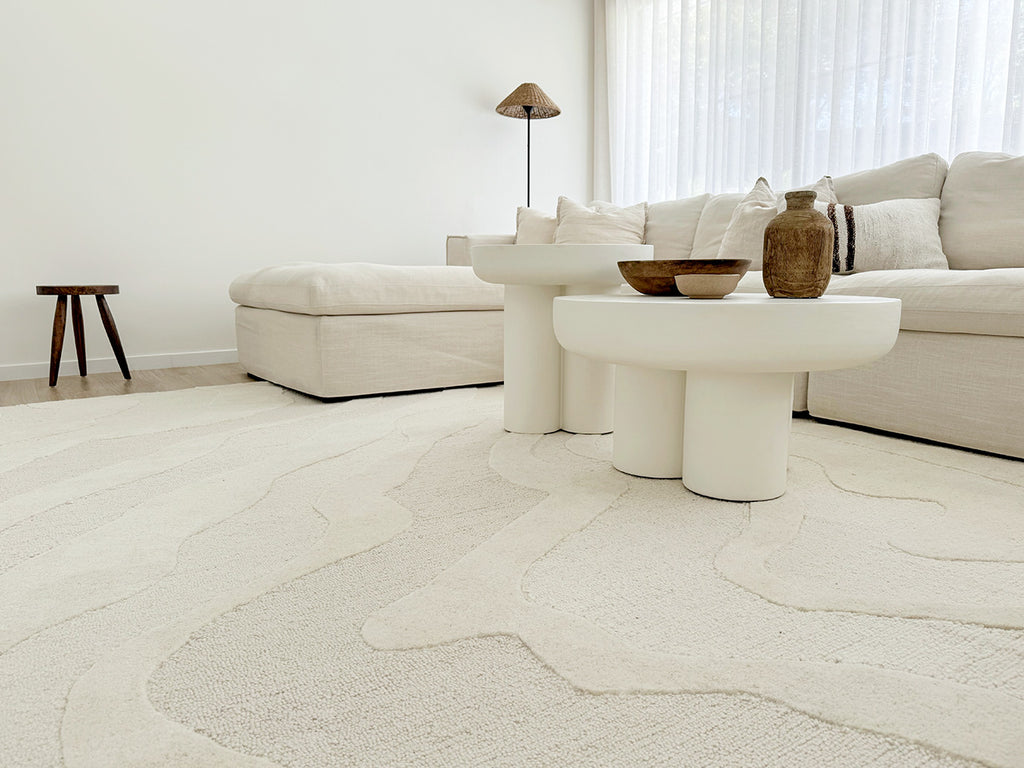Innaya Neutral Abstract Hand-Tufted Wool Rug