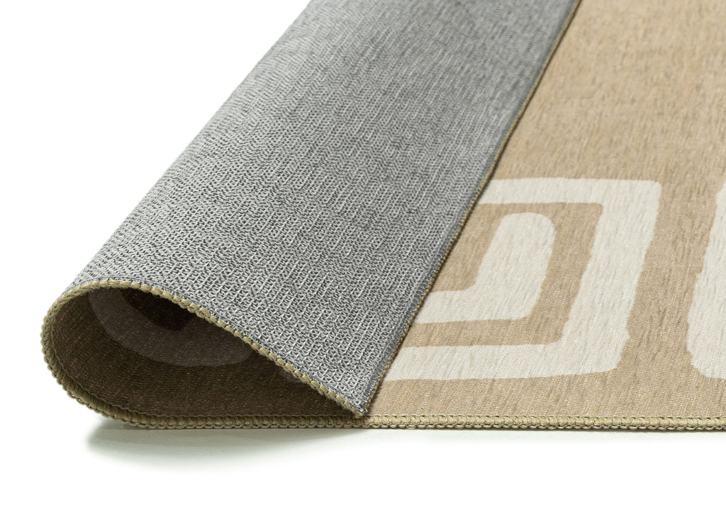 Ione Sandy Beige and Light Oat Geometric Indoor Outdoor Rug