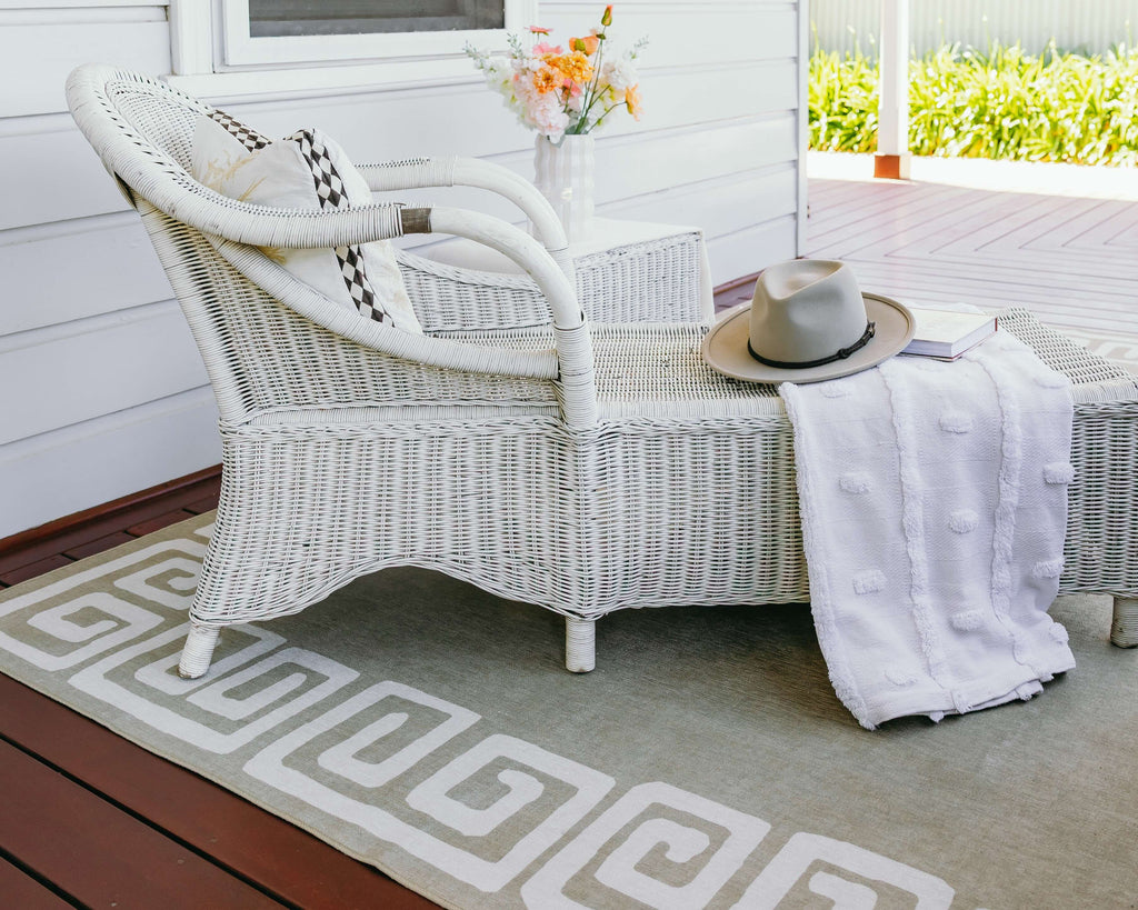 Ione Sandy Beige and Light Oat Geometric Indoor Outdoor Rug