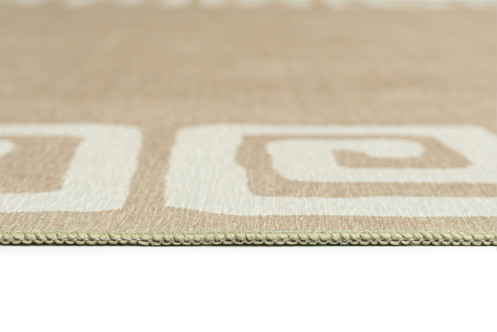 Ione Sandy Beige and Light Oat Geometric Indoor Outdoor Rug