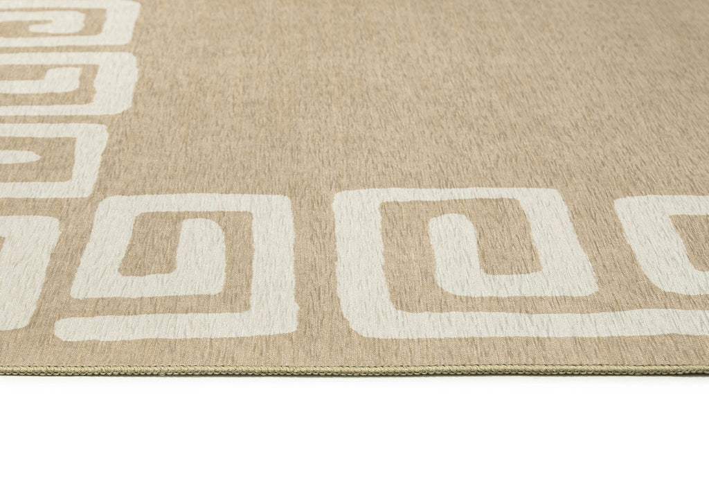 Ione Sandy Beige and Light Oat Geometric Indoor Outdoor Rug