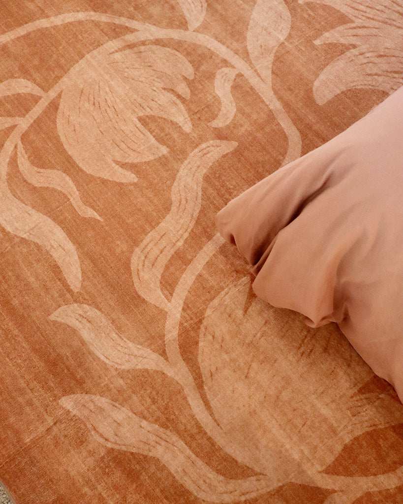 Iras Rust Botanical Washable Rug