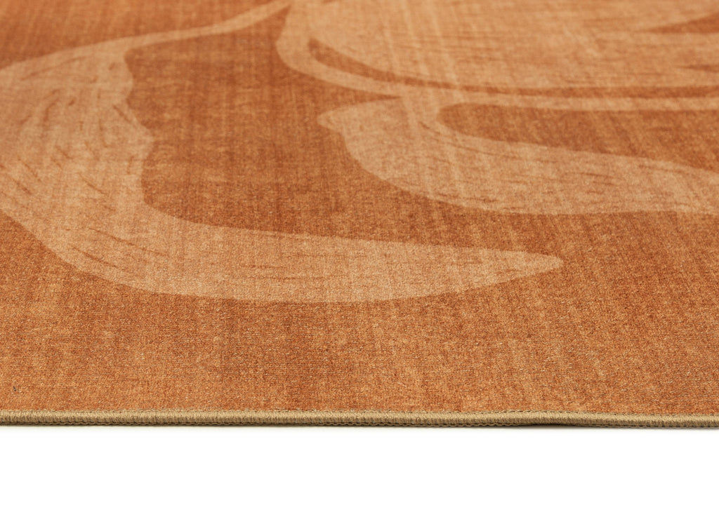 Iras Rust Botanical Washable Rug