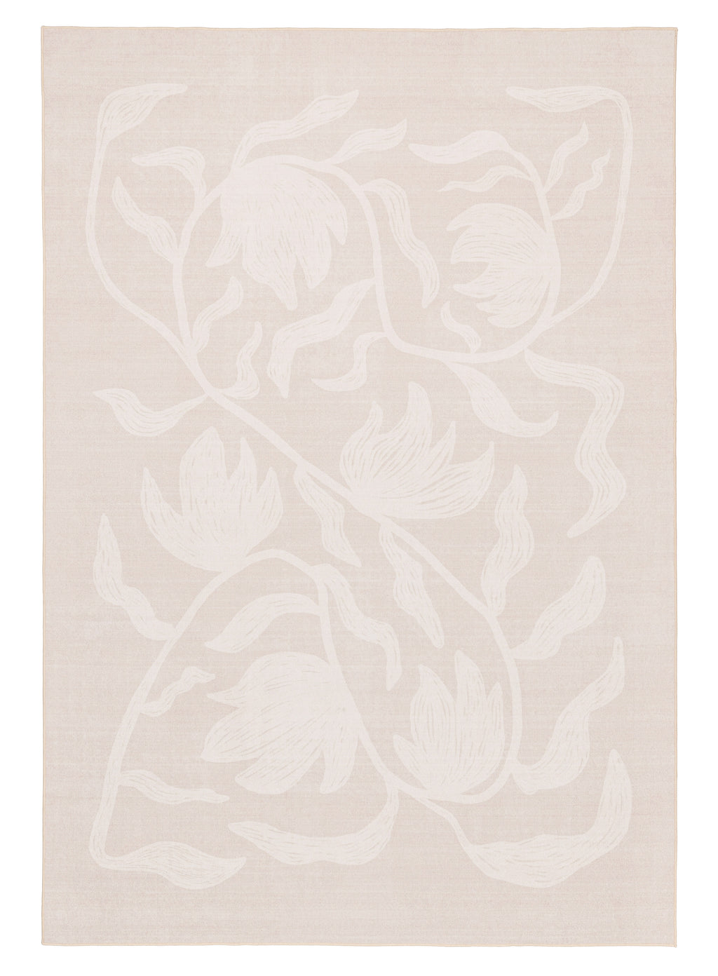 Irene Beige Botanical Washable Rug