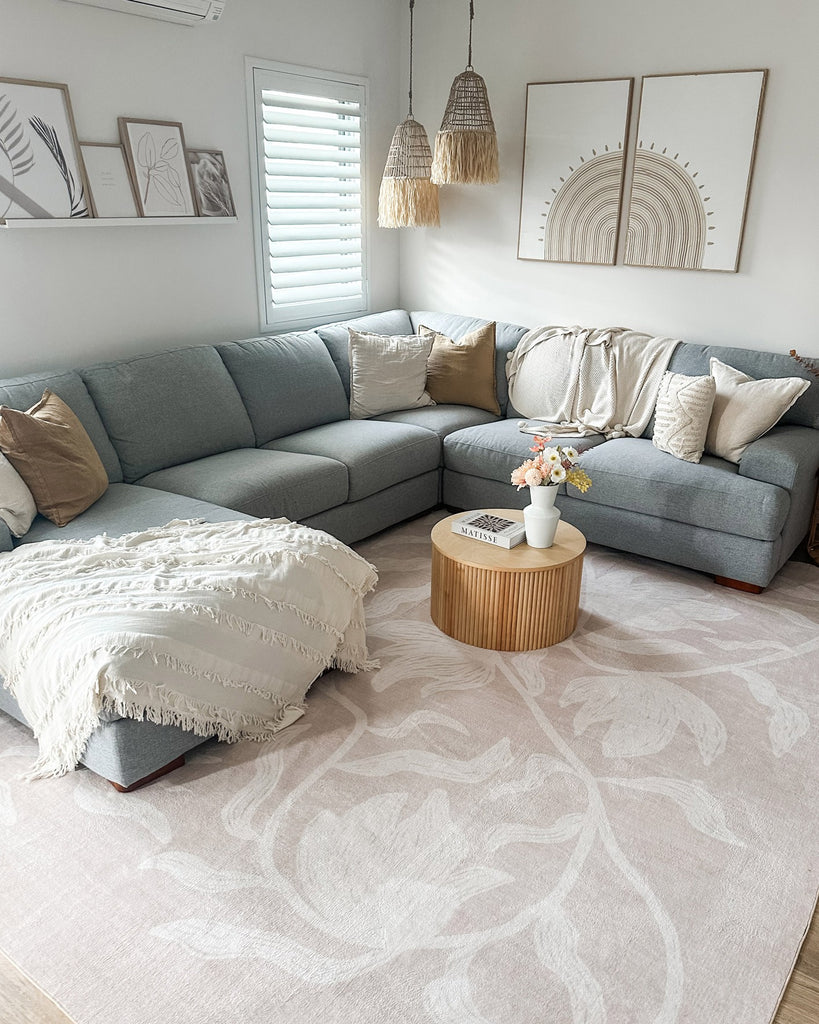 Irene Beige Botanical Washable Rug