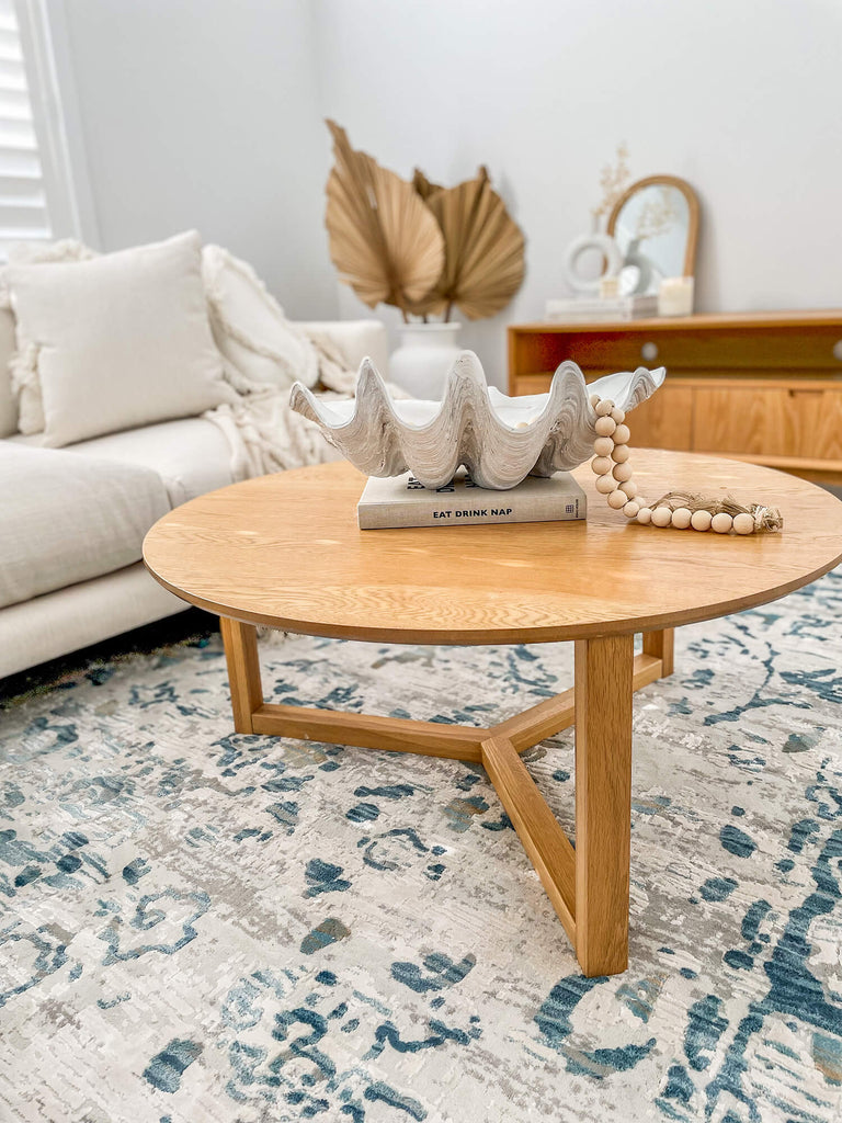 Iris Blue Grey and Beige Distressed Floral Rug