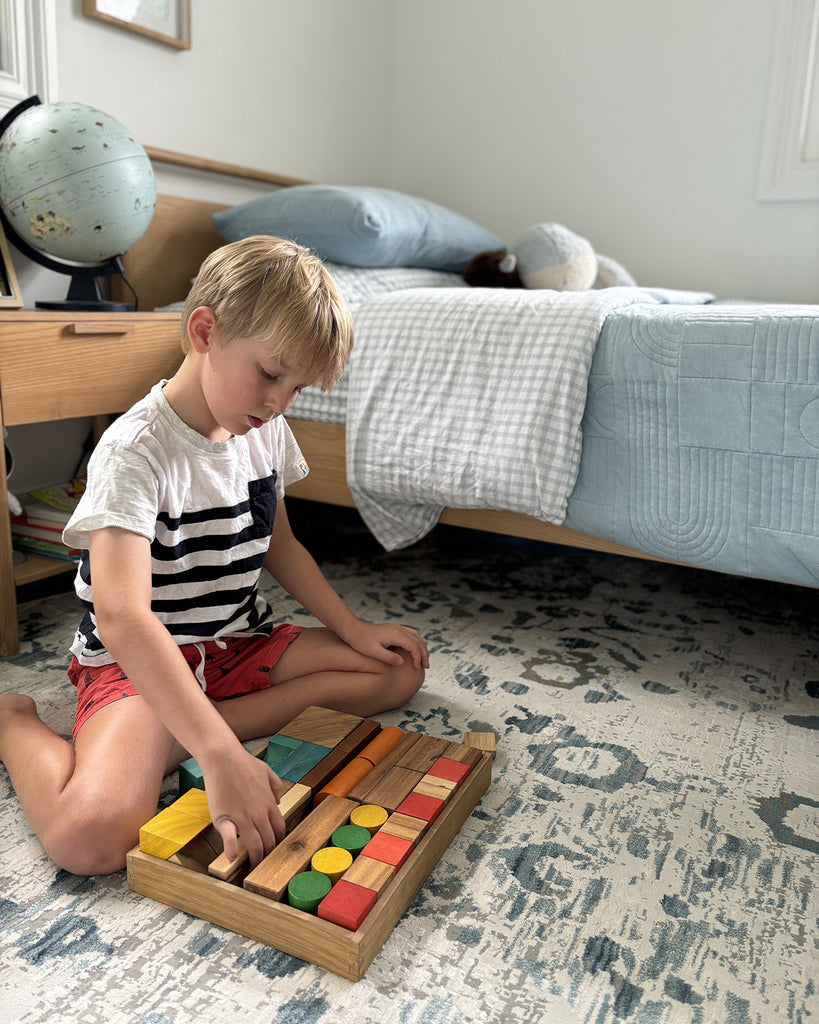 Iris Blue Grey and Beige Distressed Floral Round Rug