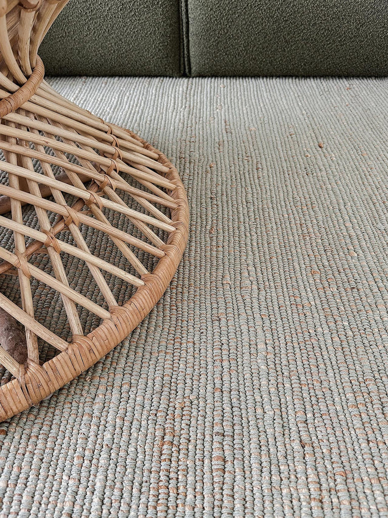 Ishani Green Flatweave Jute and Cotton Rug