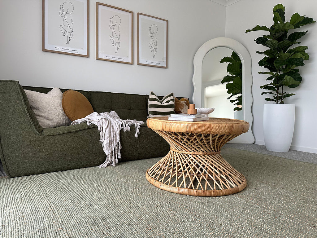 Ishani Green Flatweave Jute and Cotton Rug