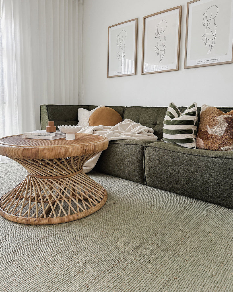 Ishani Green Flatweave Jute and Cotton Rug