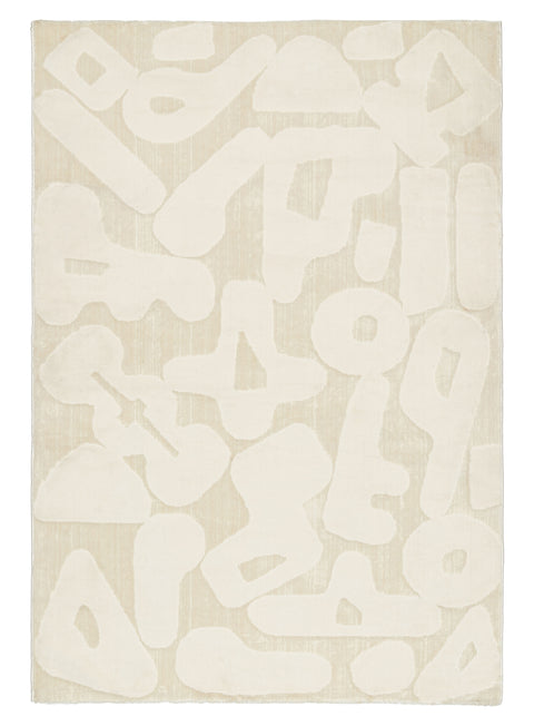 Izar Neutral Abstract Washable Rug
