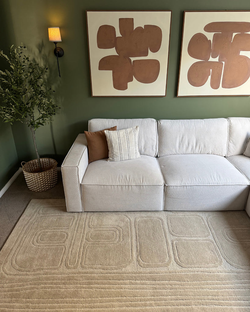 Jafina Beige Abstract Hand-Tufted Rug